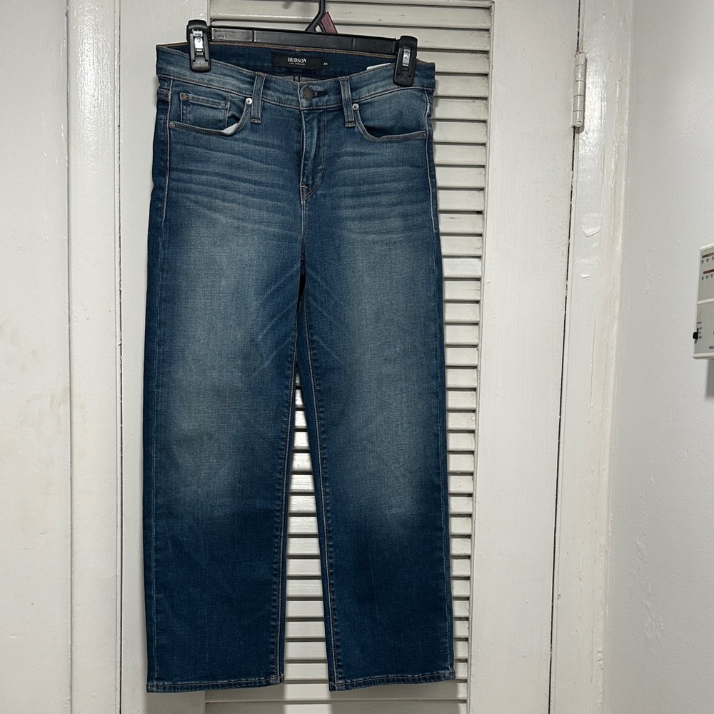 Hudson Jeans , Stella Mid Raise Straight Faded Blue